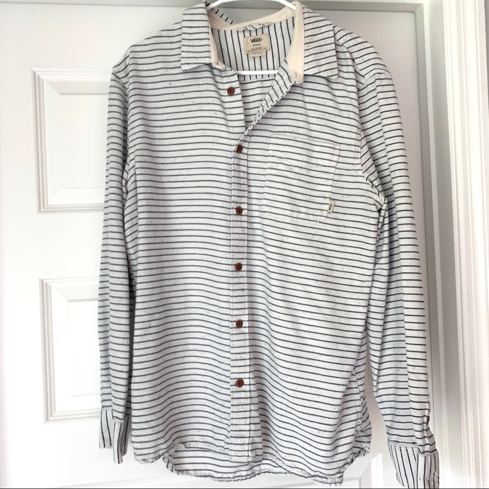 Vans Button Down Stripe Shirt Collared Blue White